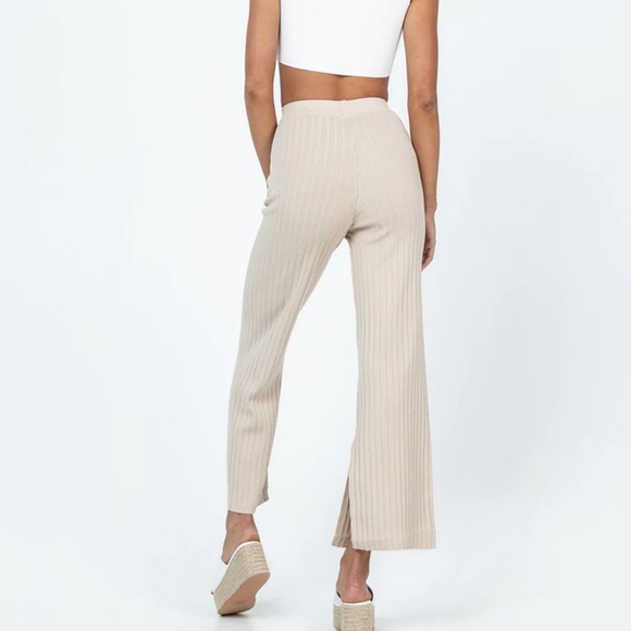 Princess Polly Allen Ribbed Pants Cream - Picture 4 of 5